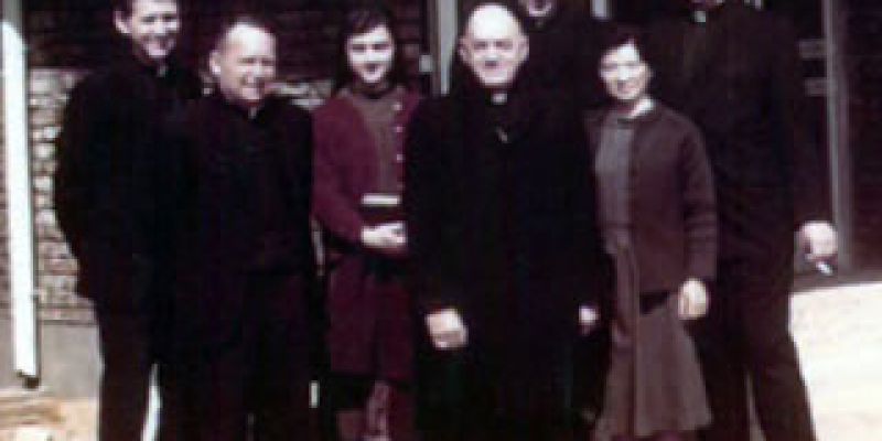 The Archbishop is between Sr. Kate and Theresa in front of the Jeju convent.