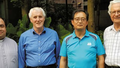 Missionary Society of St. Columban General Council, from left, Columban Fathers Alvaro Martinez, Timothy Mulroy, Joseph Kang and Brian Vale 